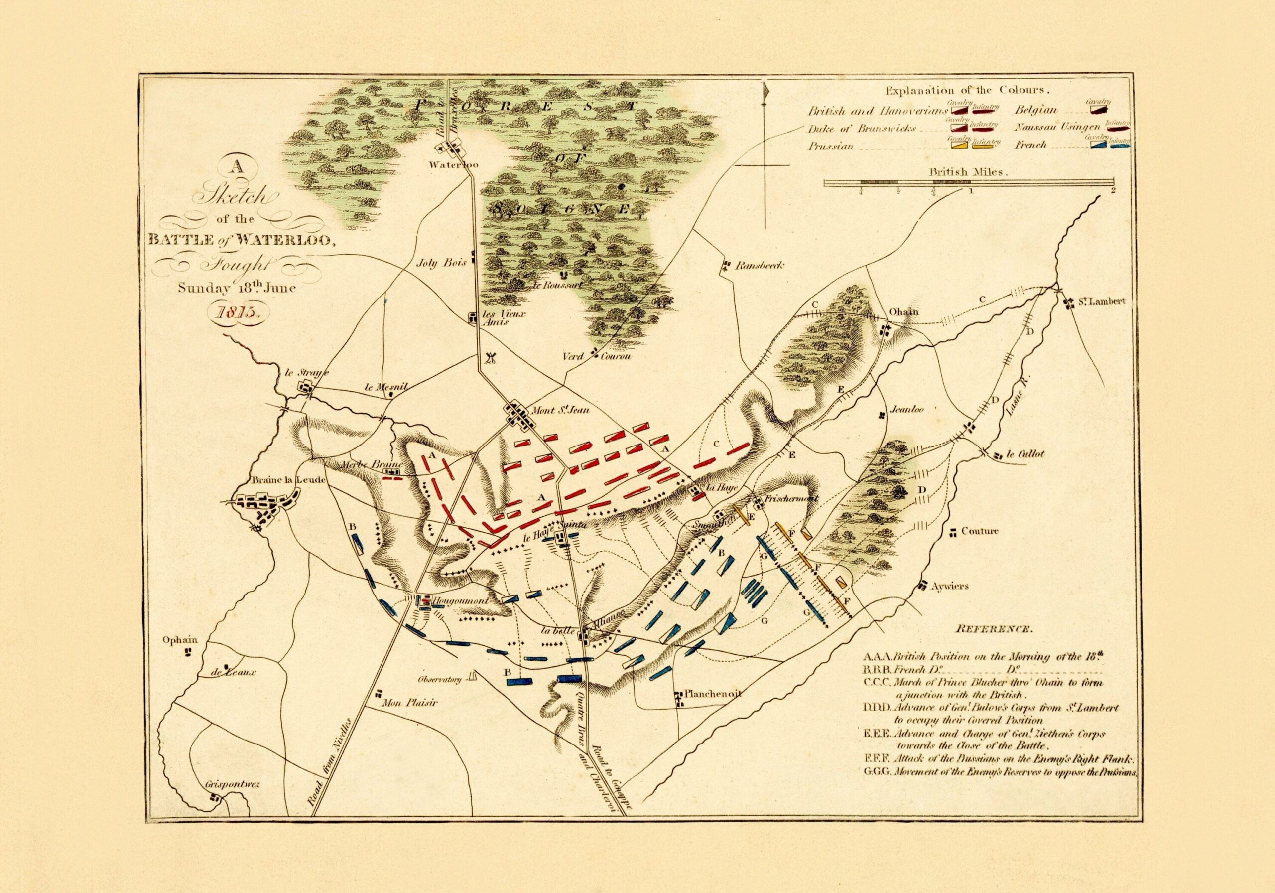 Schlachtkarte Waterloo 1815
